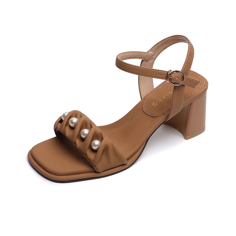 

5270-1 New summer women s shoes fairy style women s summer shoes thick heel with sandals women s high heels 39 коричневый