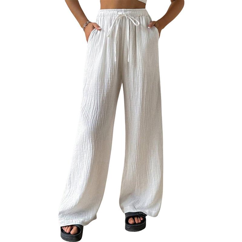 

Однотонные повседневные брюки-стрейч на все случаи жизни с карманами и широкими штанинами XXL белый