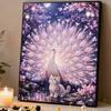 DIY Framed Pearl Painting Kit Peacock Cat Pattern Sparkling Bead Canvas Creative Craft Gift for Women and Adults Home Decor Wall Art Project