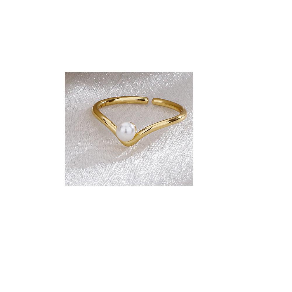 

925 Sterling Silver V-shaped Pearl Adjustable Rings For Women Luxury Jewelry Wedding Accessories Jewellery Argent 925