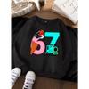 Unisex Kids Crewneck Sweatshirt For Over 4 Years Old Boys Girls Strawberry Ice Cream Number 6 Cute Train Number 7 Pullover Top For 4-12 Children