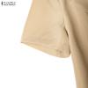 ZANZEA Women Casual V-Neck Solid Color Short Sleeve Sheath Dress
