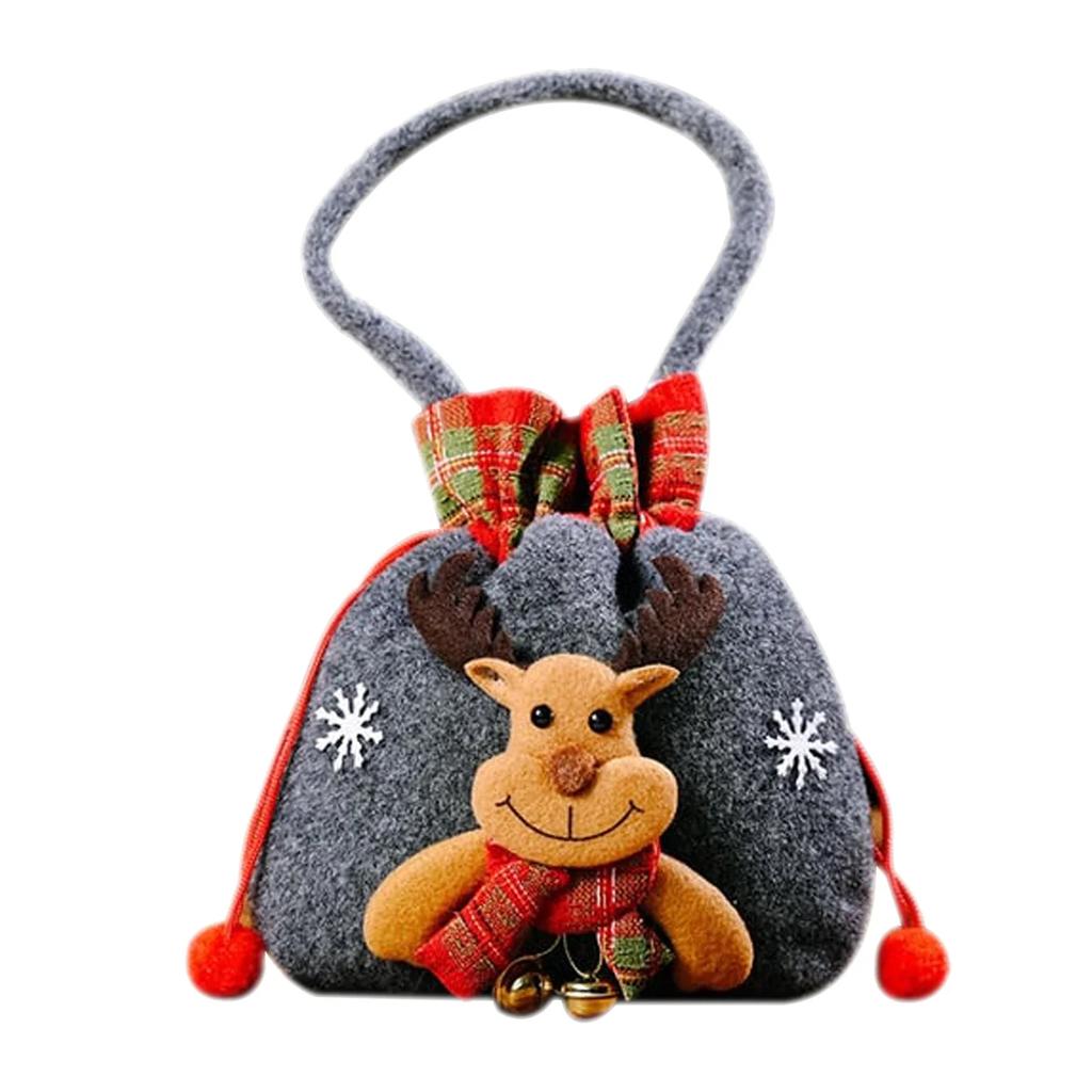 Sacs Cadeaux de Noël Pour Enfants Emballage de Fêtes Portable Grande Capacité Réutilisable Motif Bonhomme de Neige Cerf Père Noël DIY Avec Cordon de Serrage