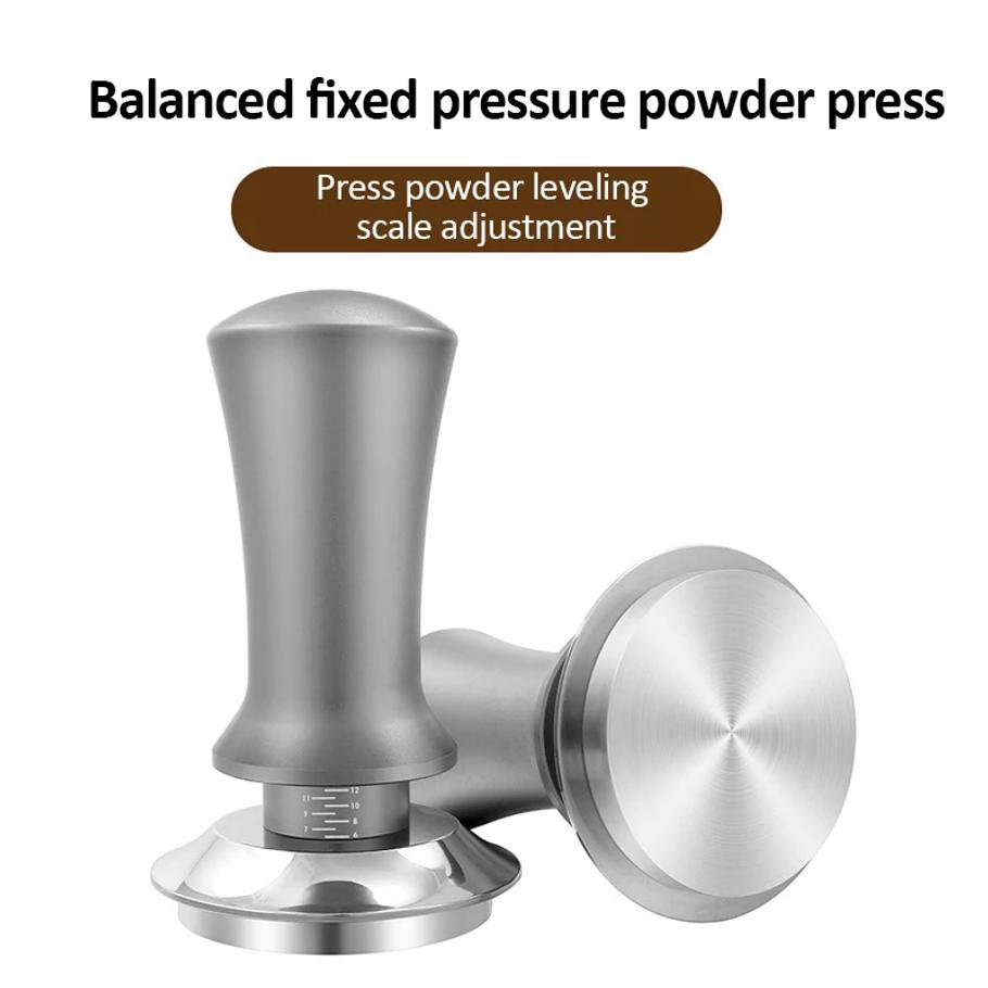 Kaffee-Tamper Konstantdruck Edelstahl Kaffeepulver-Presse 51/53/58mm Espresso-Verteilungswerkzeug mit kalibrierter Feder