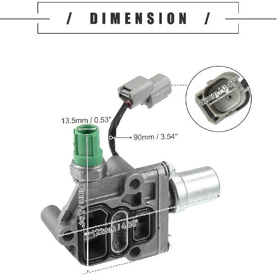 Sestava solenoidového rozdělovacího ventilu Motoforti, pro Honda Civic 1996-2000 Motor D16Y8, Hliníková slitina, s těsněním, 15810P2RA01, Stříbrno-zelený tón, 1 sada