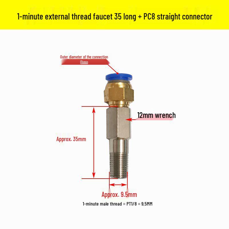 

Stainless Steel Extended Threaded Rod Water Nozzle Connector PT1/8 1/4 Mold Temp Controller Extension PC Quick Connect