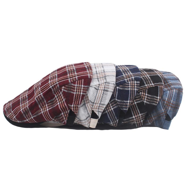 Beretă în carouri pentru bărbați, femei, primăvară, vară, șapci plate, subțiri, respirabile, umbrelă de soare, pălărie, pălării pentru pictori