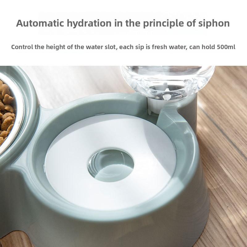 Dog Bowl Small and Medium Dog Food Basin Cat Bowl Automatic Cat Water Drinker Rice Basin Stainless Steel Double Bowl Pet Supplies