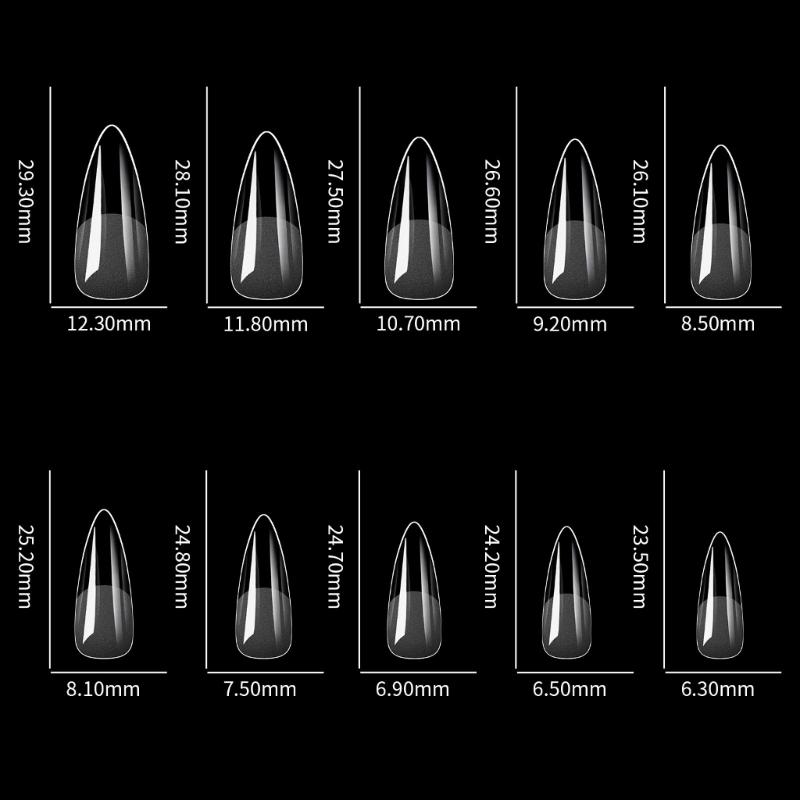 Alomd/Coffin/Square/Stilettos Fake Nail Tips,Clear Acrylic False Nail 10Sizes Press On Nail for DIY Nail Extensions