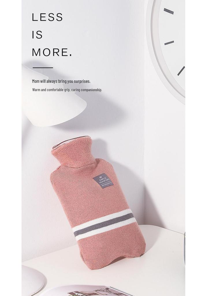 Transparent PVC Hot Water Bottle, Portable Stomach Warmer, Large Size, Plush Fabric, Cute Design, Ideal for Students.