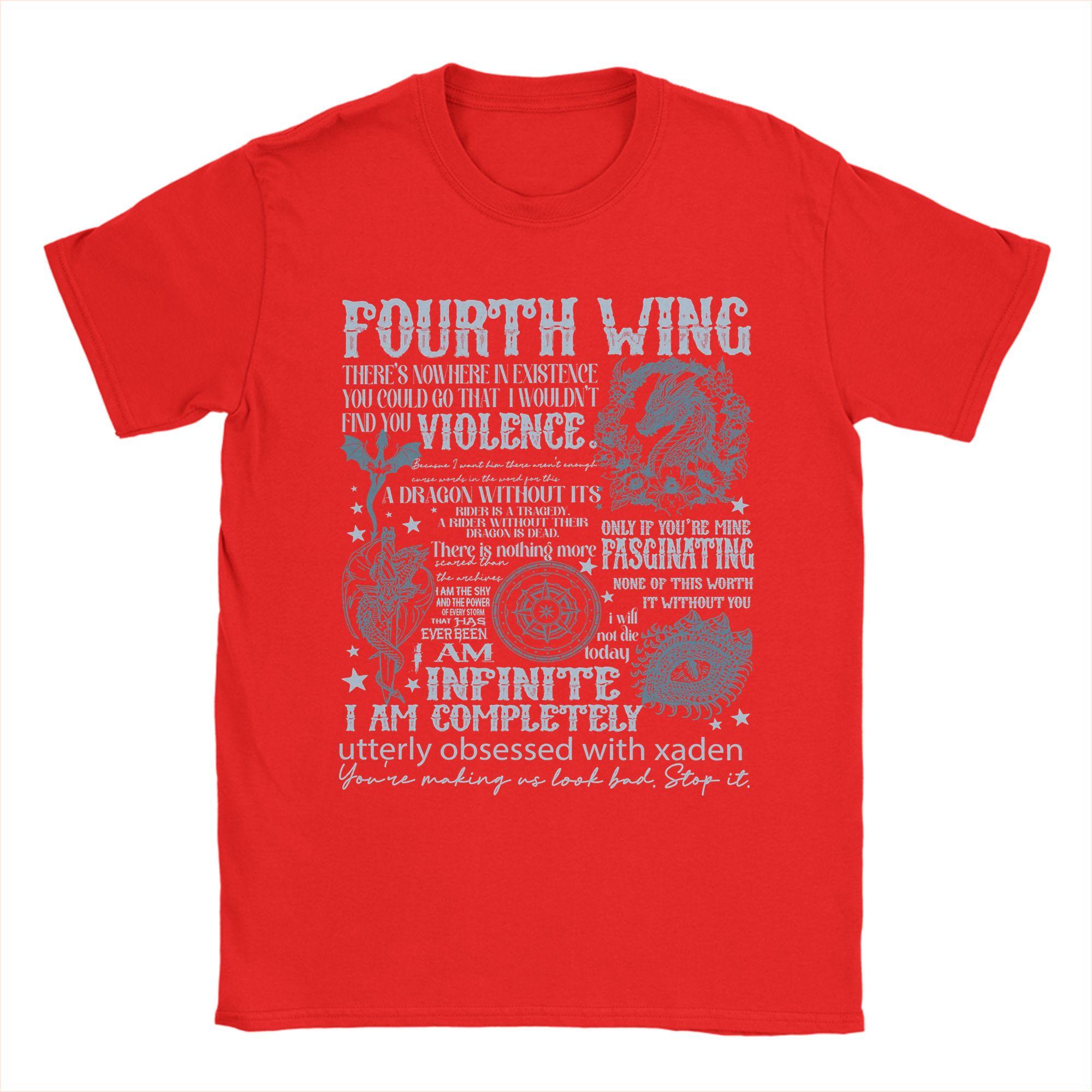 Fourth Wing Dragon T Shirts Unisexs 100 Cotton Hipster TShirt O Neck Tee Shirt Short Sleeve Clothes Birthday Gift S