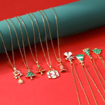 Non-Fading Christmas Tree & Firecracker Pendant Necklace for Women - European & American Style, Perfect New Year Gift