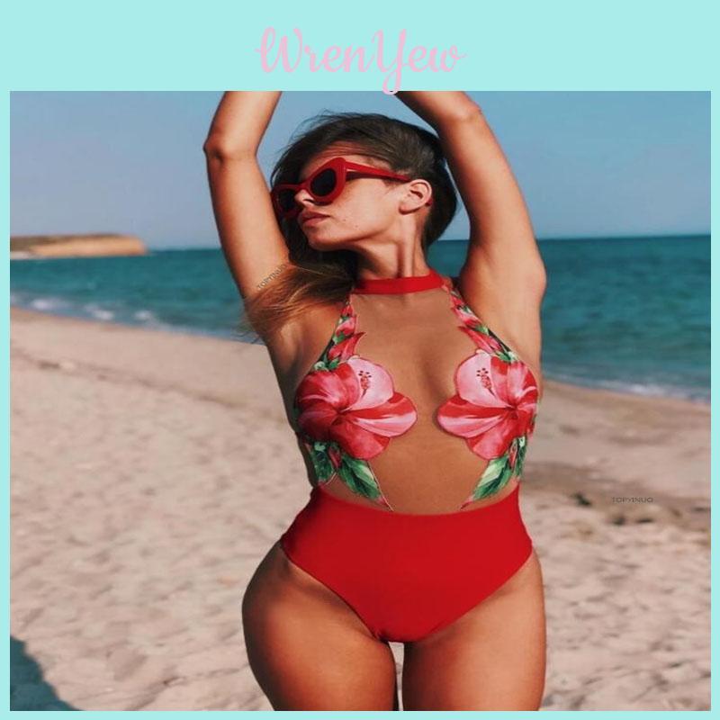 Stylish Women's One Piece Beach Swimsuit Swimwear Bathing Monokini Padded Bikini Flower For Effortless Summer Elegance