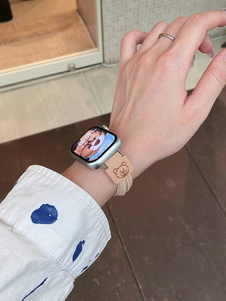 Compatible Band for Apple Watch S10, Ultra, iWatch 9876 Gen & SE - Small Bear Design Hair Tie Style.