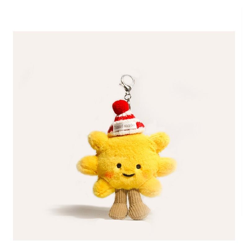 Super roztomilý přívěsek na klíče se slunečnicí, Kreslená plyšová dekorace přívěsku, Plyšová panenka hračka dekorace, Dekorace hračky k narozeninám