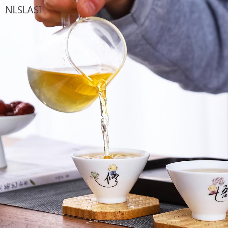 6pcs Dehua White Porcelain Tea Cups Suit Exquisite Custom Ceramic Teacup Home Porcelain Tea Accessories Chinese Drinking Set