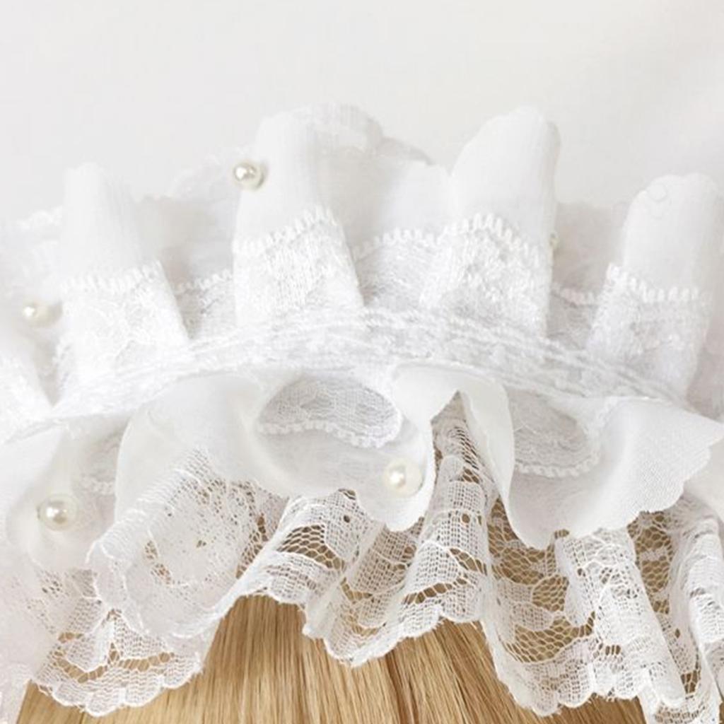 Anime Maid Headband for Girls Lolita Style Ruffle Lace Headband with Ribbon Bowknot ComicShow Masquerade Balls Hairband