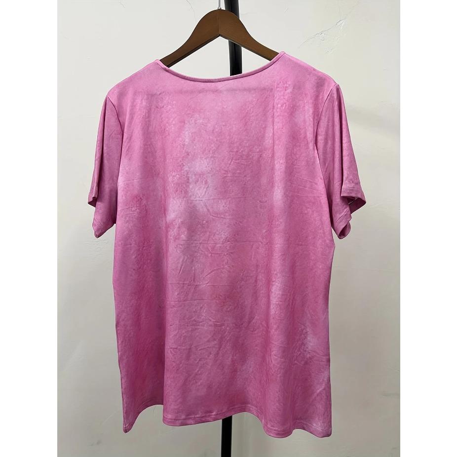 3D Katzenprint Freizeit-T-Shirt Damen Lässiges Kurzarm-Rundhals-T-Shirt mit 3D-Katzenprint, Modisches Oberteil für den täglichen Gebrauch