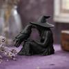 3D tištěná čarodějnická ozdoba, se stabilní základnou Matně černá figurka, Gotický styl Pryskyřičná socha pro Halloweenskou párty Domácí dekorace
