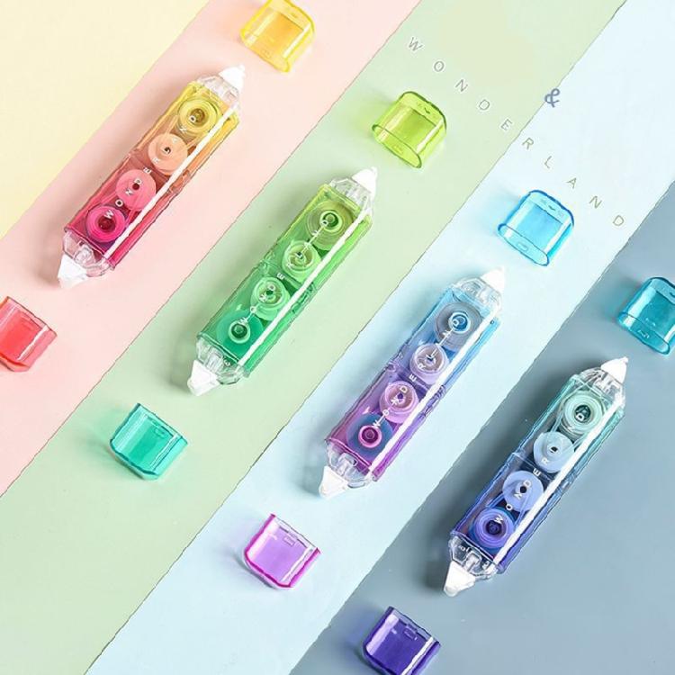 4 Pcs White Out Tape Gradient Correction Tape and Adhesive Tape Correction Rollers Double Head Correction Tape