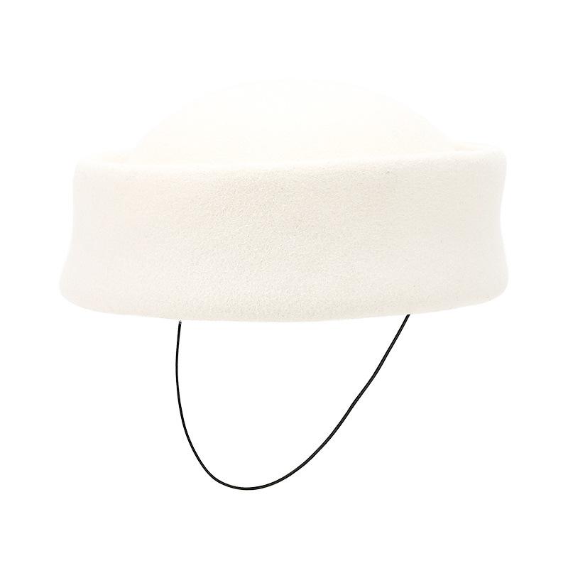 Women'S 100% Wool Beret With Veil | British Vintage Stewardess Hat | Elegant Banquet Luxury
