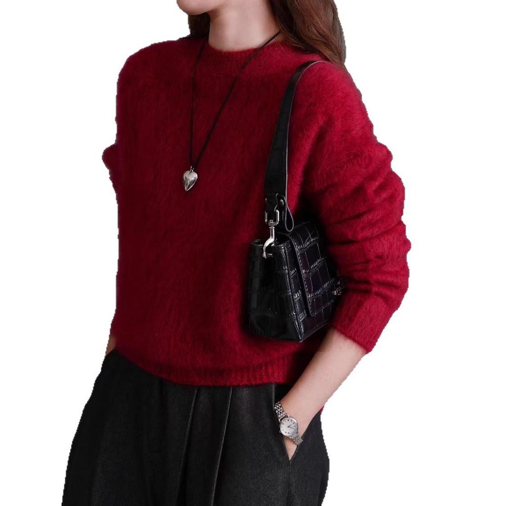 2025 Women's Autumn/Winter Thick Wool Round Neck Cashmere Fleece Sweater