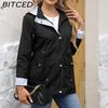 BITCED Autumn/Winter Detachable Hood Trench Coat Plus Size Women's Raincoat