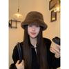 Women S Plush Bucket Hat Korean Style Solid Color Autumn Winter Warm