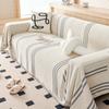 Europe Striped Sofa Towel Thick Cover Cloth Chenille Jacquard Universal Tassel Sofa Cover Anti Slip One Piece Backrest Towel