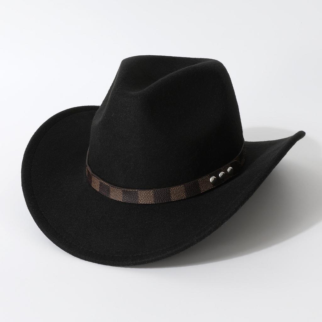 New Western-style Ethnic Woolen Roll-brimmed Fedora Hat for Autumn and Winter, Fashionable and Versatile for Both Men and Women