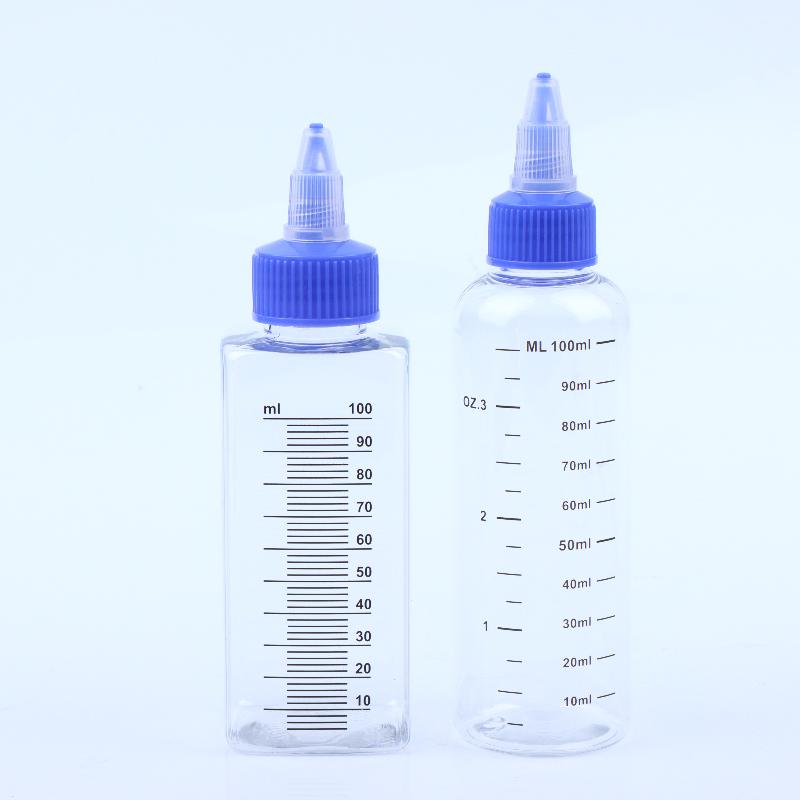 1Pc 30-500Ml Clear Pet Graduated Bottles Twist Cap Refillable Liquid Sample Container Inks Oils Arts Hair Dye Water Bottle