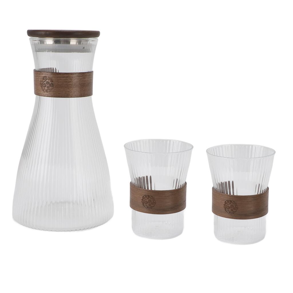 Kapaklı Yatak Başı Sürahi ve 2 Cam Bardak Seti 1600ml 300ml Isıya Dayanıklı Soğuğa Dayanıklı Yüksek Borosilikat