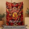 Custom Name Personalized Manchester United Print Blanket, Home Decor, Bedroom, Sofa, Camping, Couch, Gifts for Birthday Christmas