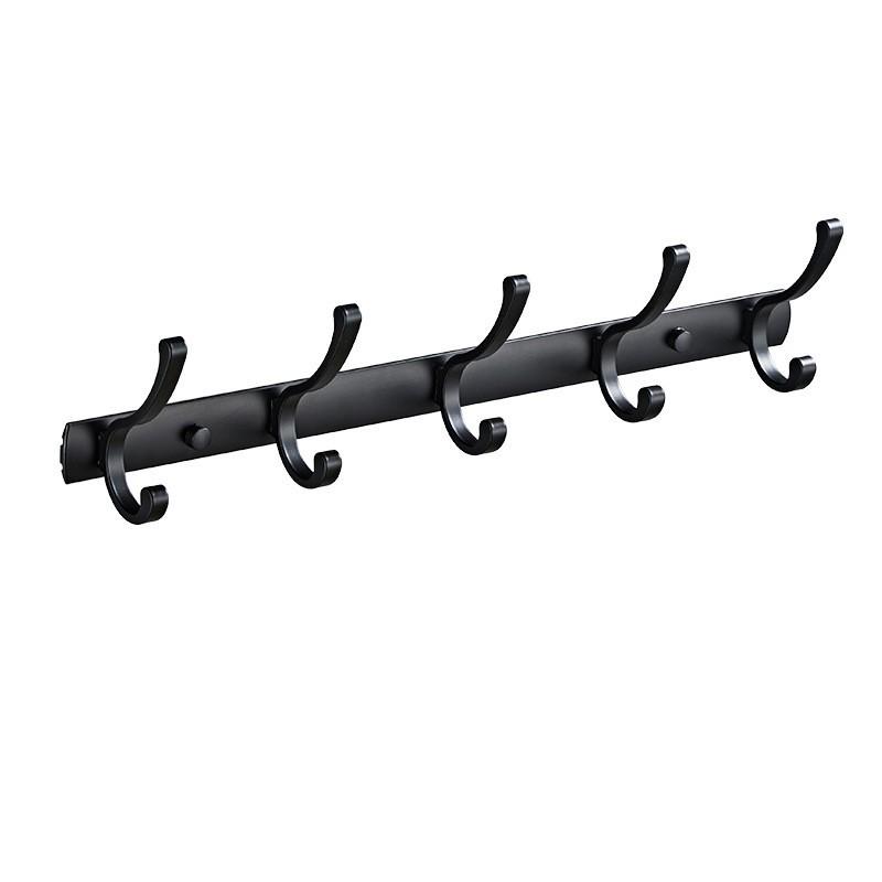 K Border No-Drill Solid Aluminum Coat Hook - Black/Gray