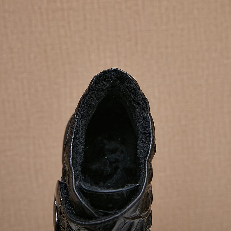 Fashion New men's leather boots for autumn and winter, warm fleece boots, crocodile leather patterned men's shoes for winter A 20