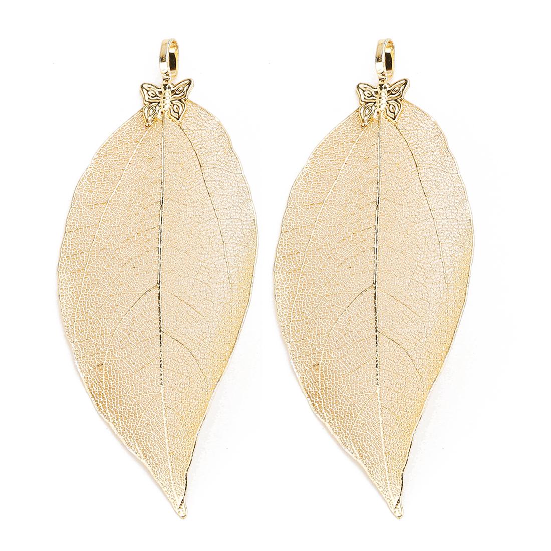 

2pcs/lot Copper Butterfly Leaf Charms Textured Leaf Pendants For Jewelry Making DIY Bracelet Necklace Earrings Accessories 3x5mm золотой
