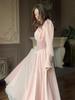 Retro Long Sleeve Waist-Cinching Fairy Dress 2025 - European and American Spring Style