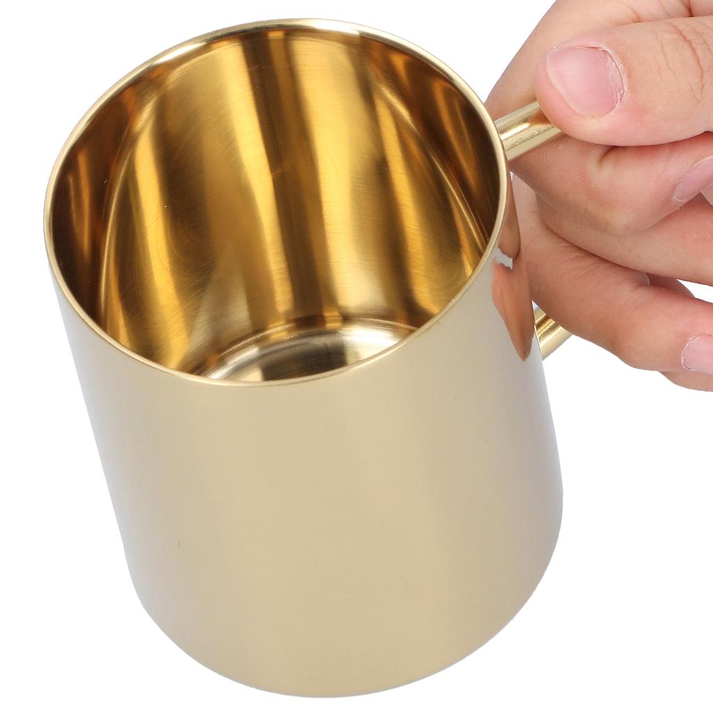 Kruskopp 304 Rustfritt stål Dobbeltlag Anti-skåld Kaffe Te Vannkopp med Håndtak 400ml(Gull )