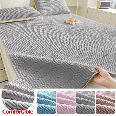 Summer Cooling Quilted Mattress Protector Cover Latex Thickened Breathable Mattress Topper for Single Double Queen King Size Bed