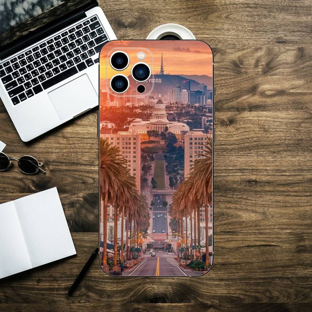 Travel Los Angeles California Phone Case For iPhone 16,15,14,13,12,11,XS,XR,X,8,7,Pro,Max,Plus,mini Silicone Black Cover