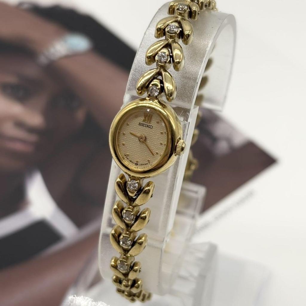 [USED] Working SEIKO 1E20-6050 8P Diamond Dress Watch