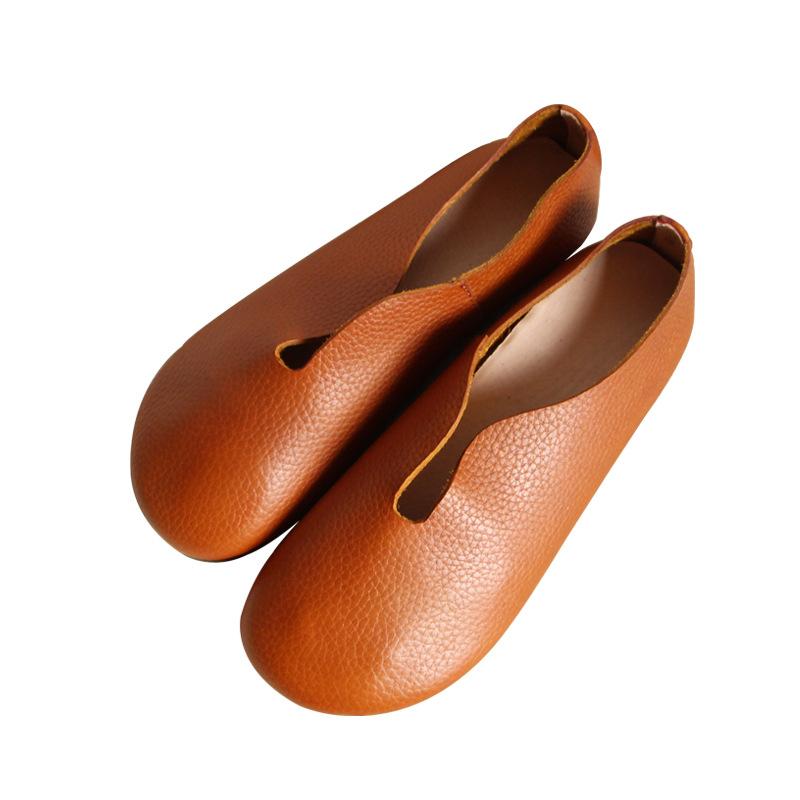Handmade Real Leather Shoes Original Literary Flat Cowhide Women's Shoes