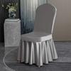 Solid Color Thicken Elastic Pleated Hem Dining Chair Cover Non-slip Slipcover Light Luxury Banquet Chair Cover Hotel Decor