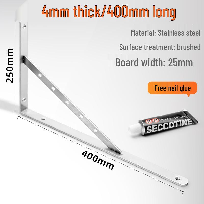No-Drill Stainless Steel Triangle Shelf Bracket - Storage Rack Support Corner Code