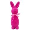 Standing Easter Bunny Decor with Bow Flocked Rabbit Figurine - Premium Material Craft Cute Design Festive Atmosphere Decoration