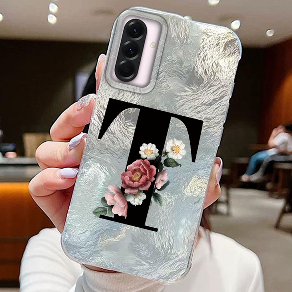 

Черный AZ Буква Цветок Лазерный градиент для Samsung Galaxy A16 A36 A56 Чехлы для телефонов Чехол Силиконовый Прозрачный Мягкий Защитный Задний Бампер Жесткий ПК Задняя Крышка Samsung A16 белый