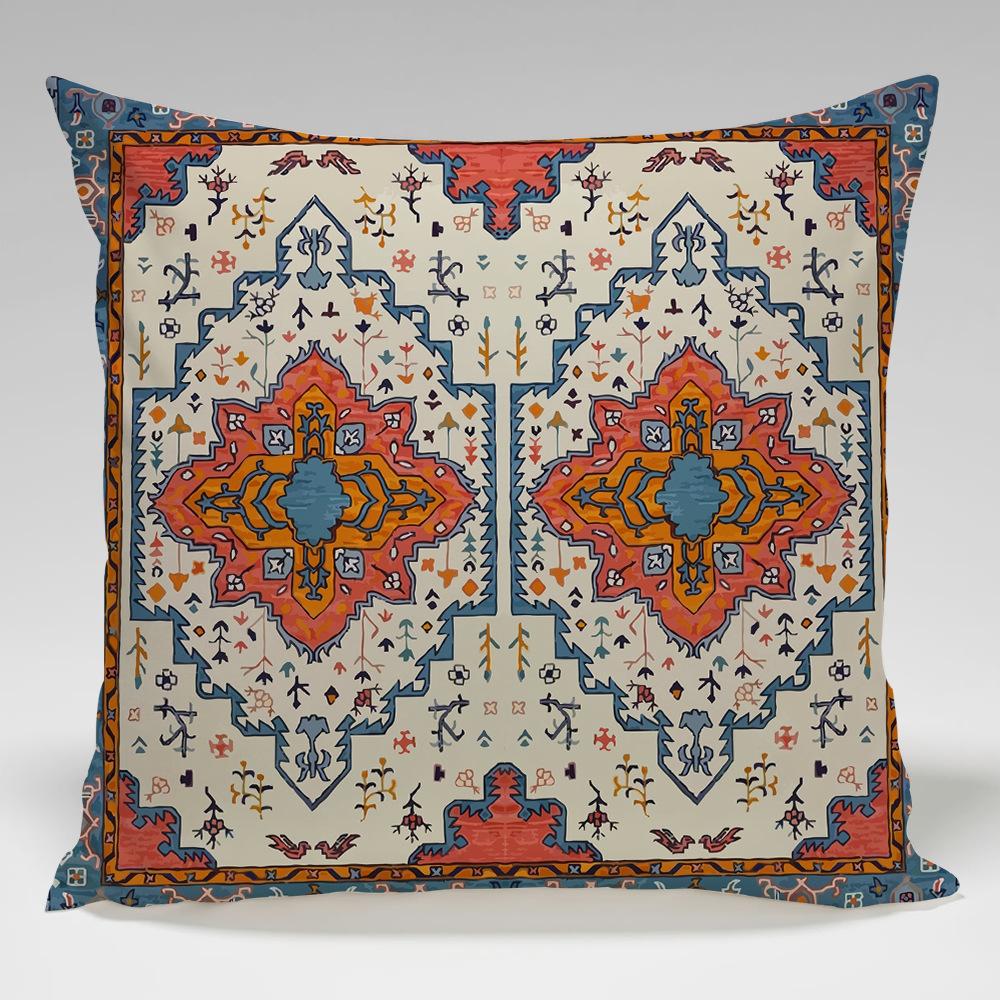 Retro Persian Geometric Patterns Throw Pillow Cover With Short Plush Print For Living Room Sofa Decoration Cushion Cover