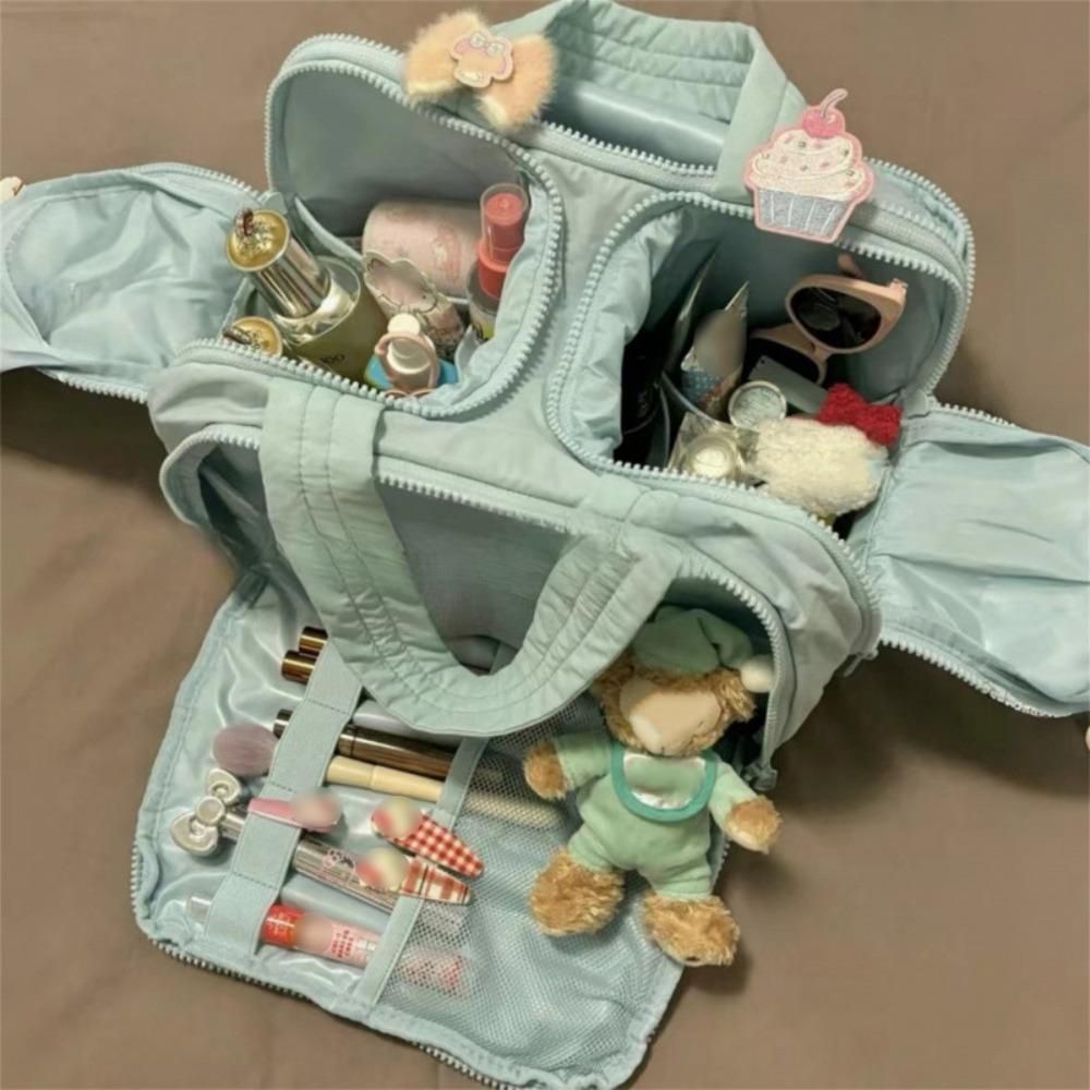 Multipocket Design Travel Toiletry Bag Zipper Closure Portable Makeup Pouch Shower Organizer