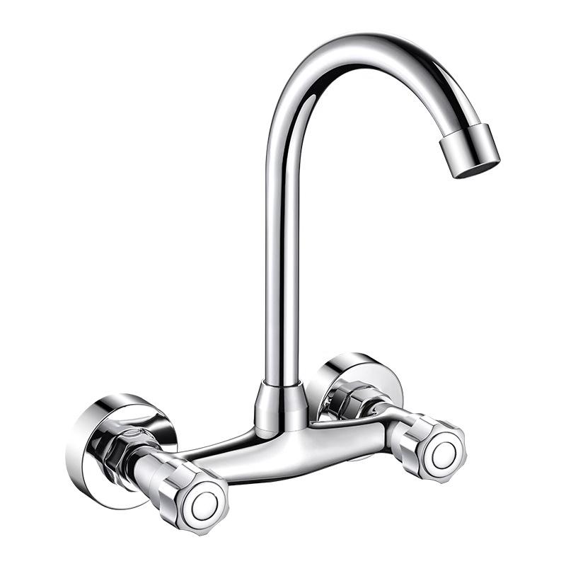 Double Handle Kitchen/Balcony Sink Mixer Tap with Hot & Cold Water Faucet