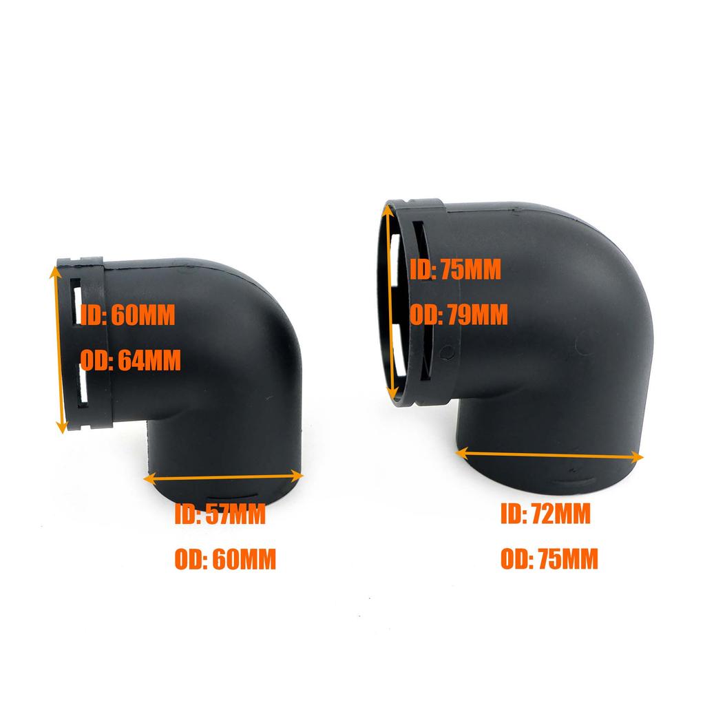 Výstup větracího otvoru Naftové parkovací topení Potrubí 60MM / 75MM L Kus Koleno Kus Potrubní spojka Pro Auto Nákladní auto VAN Obytný vůz